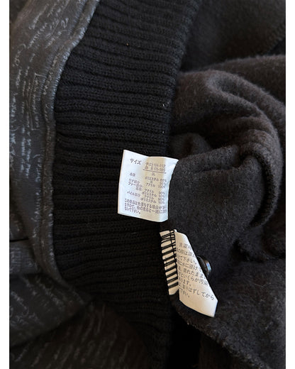 Defective Struct Fur Hood All-Over Script Print Zip Sweatshirt