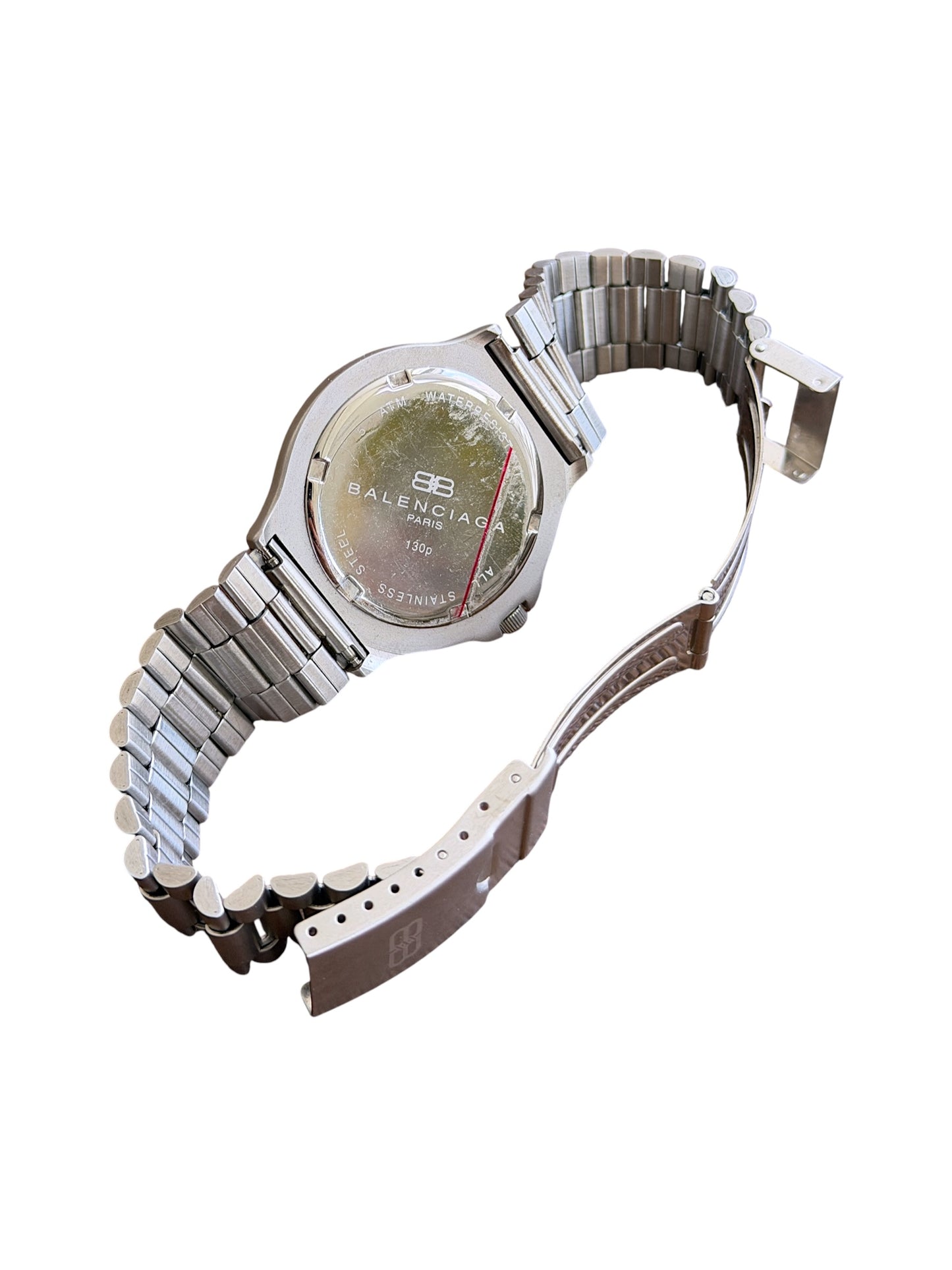 Balenciaga Vintage White Dial Green Case Stainless Steel GMT Watch