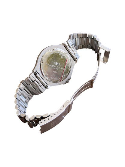 Balenciaga Vintage White Dial Green Case Stainless Steel GMT Watch