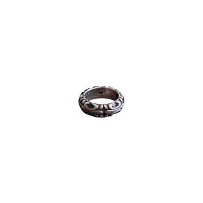 A&G Rock 925 Sterling Silver Fleur De Lis Engraved Band Ring