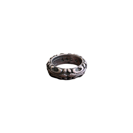 A&G Rock 925 Sterling Silver Fleur De Lis Engraved Band Ring