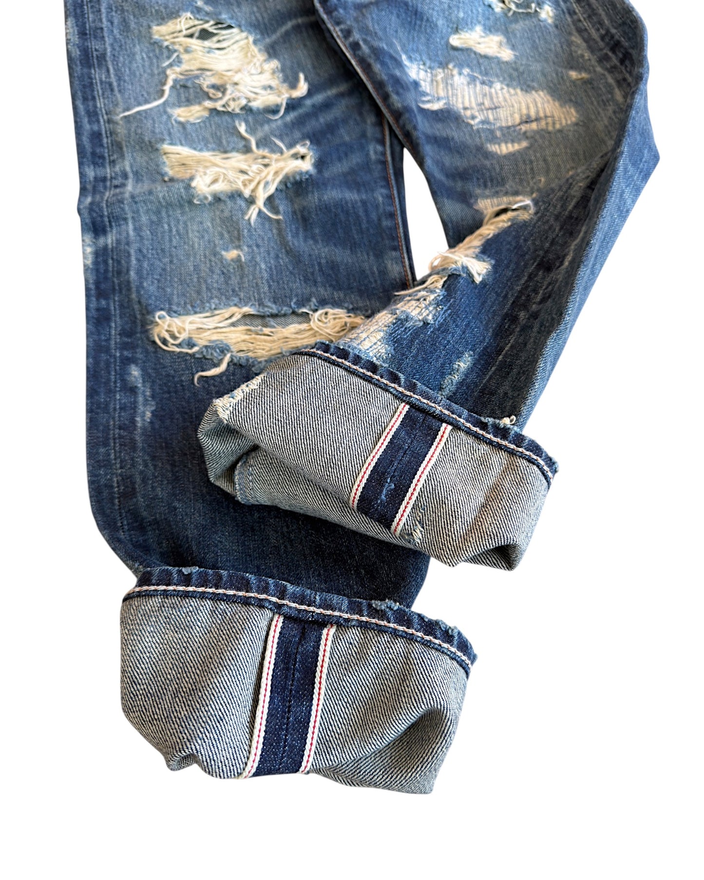 GOA Crash Distressed Repaired Raw Selvedge Denim Jeans