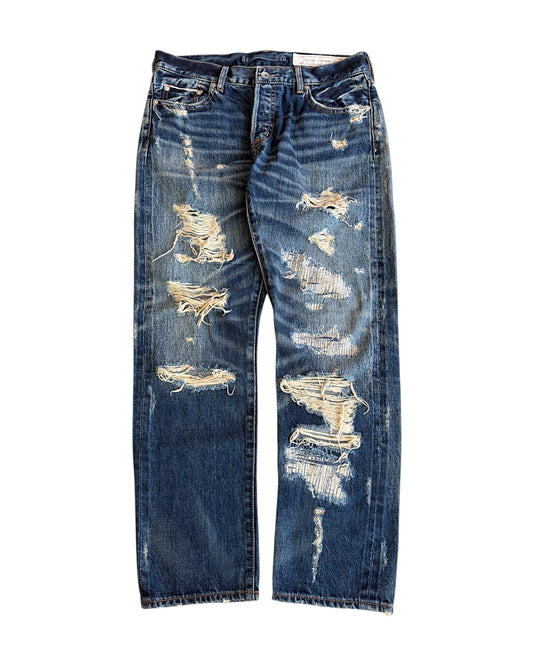 GOA Crash Distressed Repaired Raw Selvedge Denim Jeans