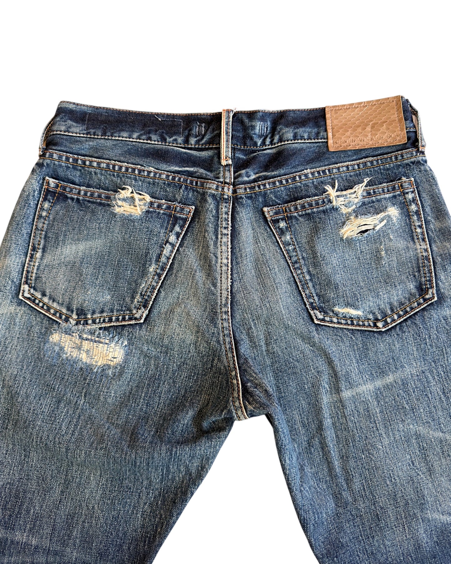 GOA Crash Distressed Repaired Raw Selvedge Denim Jeans