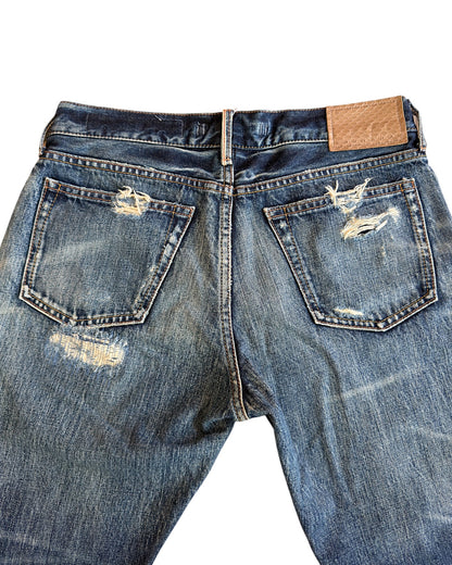 GOA Crash Distressed Repaired Raw Selvedge Denim Jeans