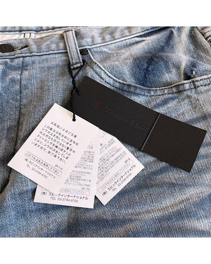 Tornado Mart Side Lace-Up Light Blue Washed Denim Shorts