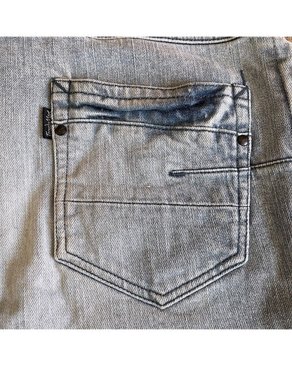 Tornado Mart Side Lace-Up Light Blue Washed Denim Shorts