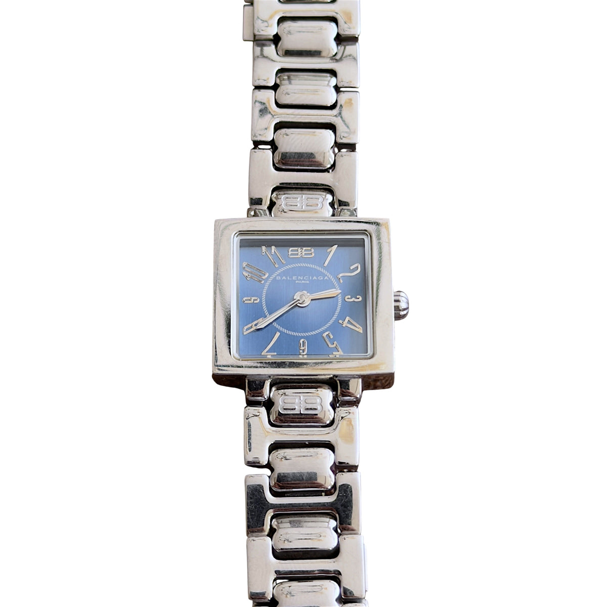 Balenciaga Vintage Blue Dial Square Case Stainless Steel Quartz Watch