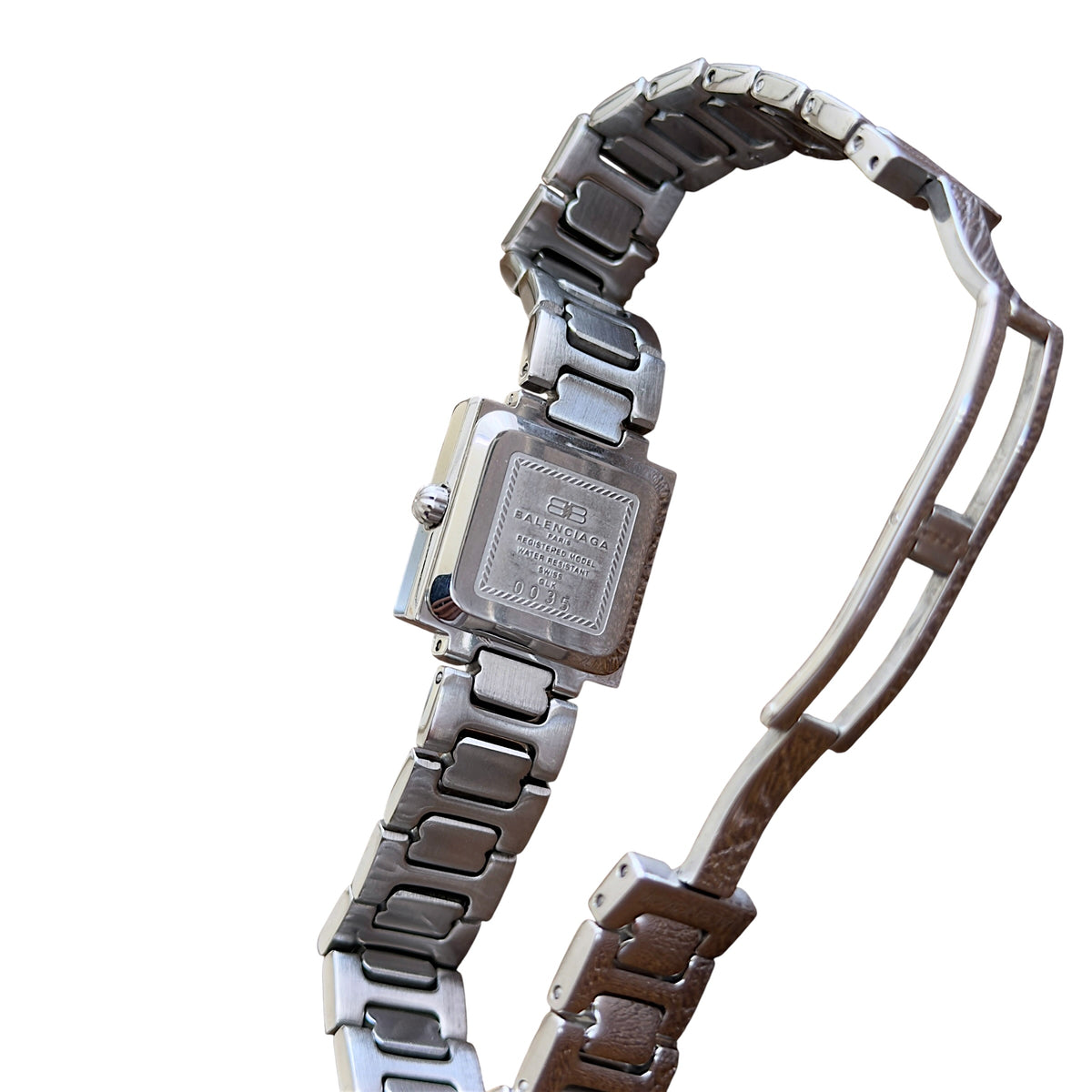 Balenciaga Vintage Blue Dial Square Case Stainless Steel Quartz Watch