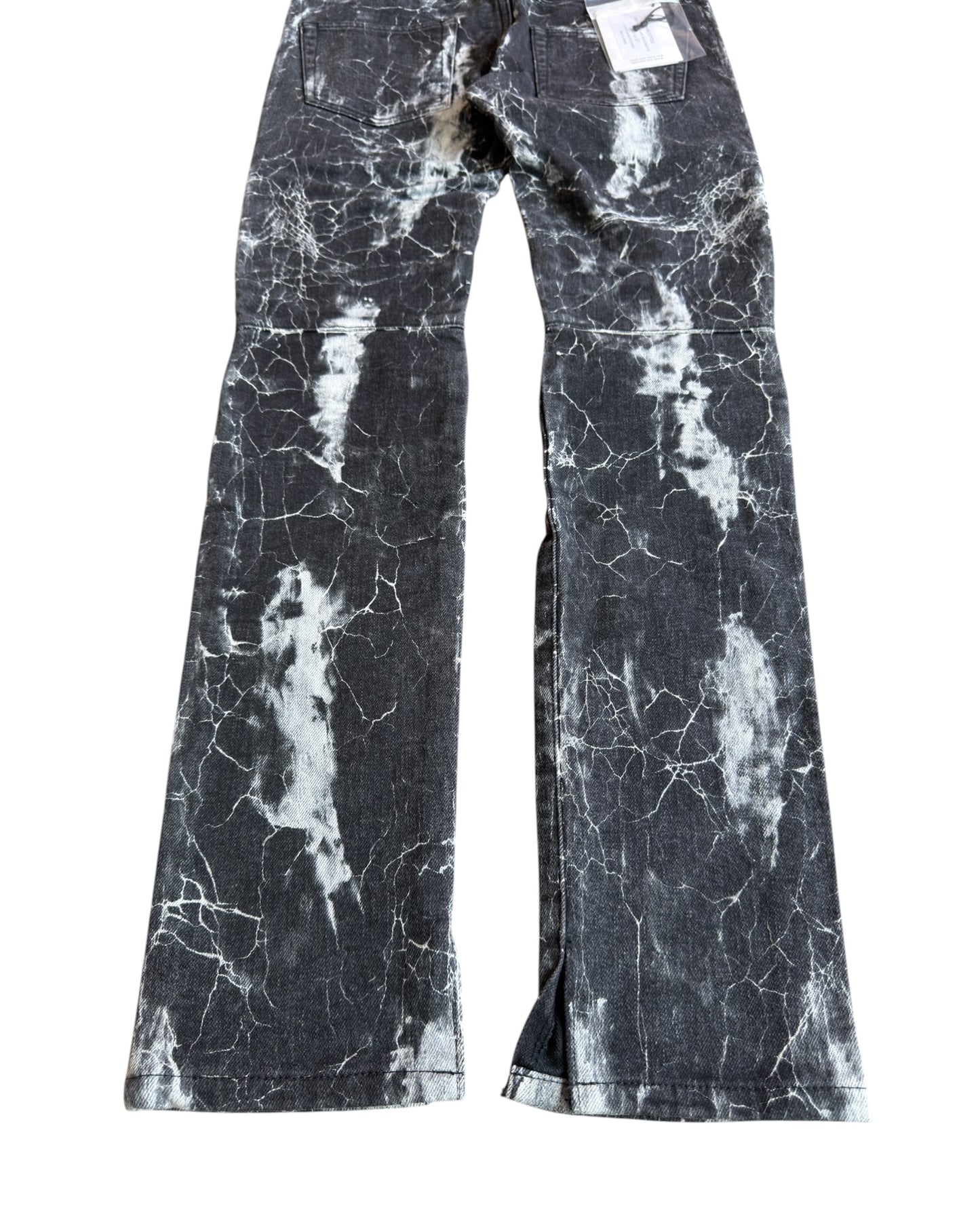 Balmain Batik Marble Print Slim Biker Denim Jeans