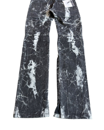 Balmain Batik Marble Print Slim Biker Denim Jeans
