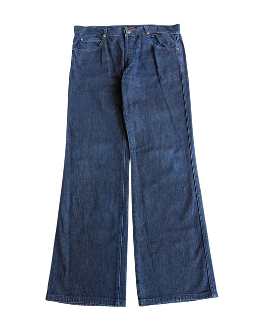 Roberto Cavalli Leather Pocket Indigo Blue Straight Denim Jeans