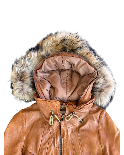 GOA Raccoon Fur Sheepskin Leather Riders Jacket