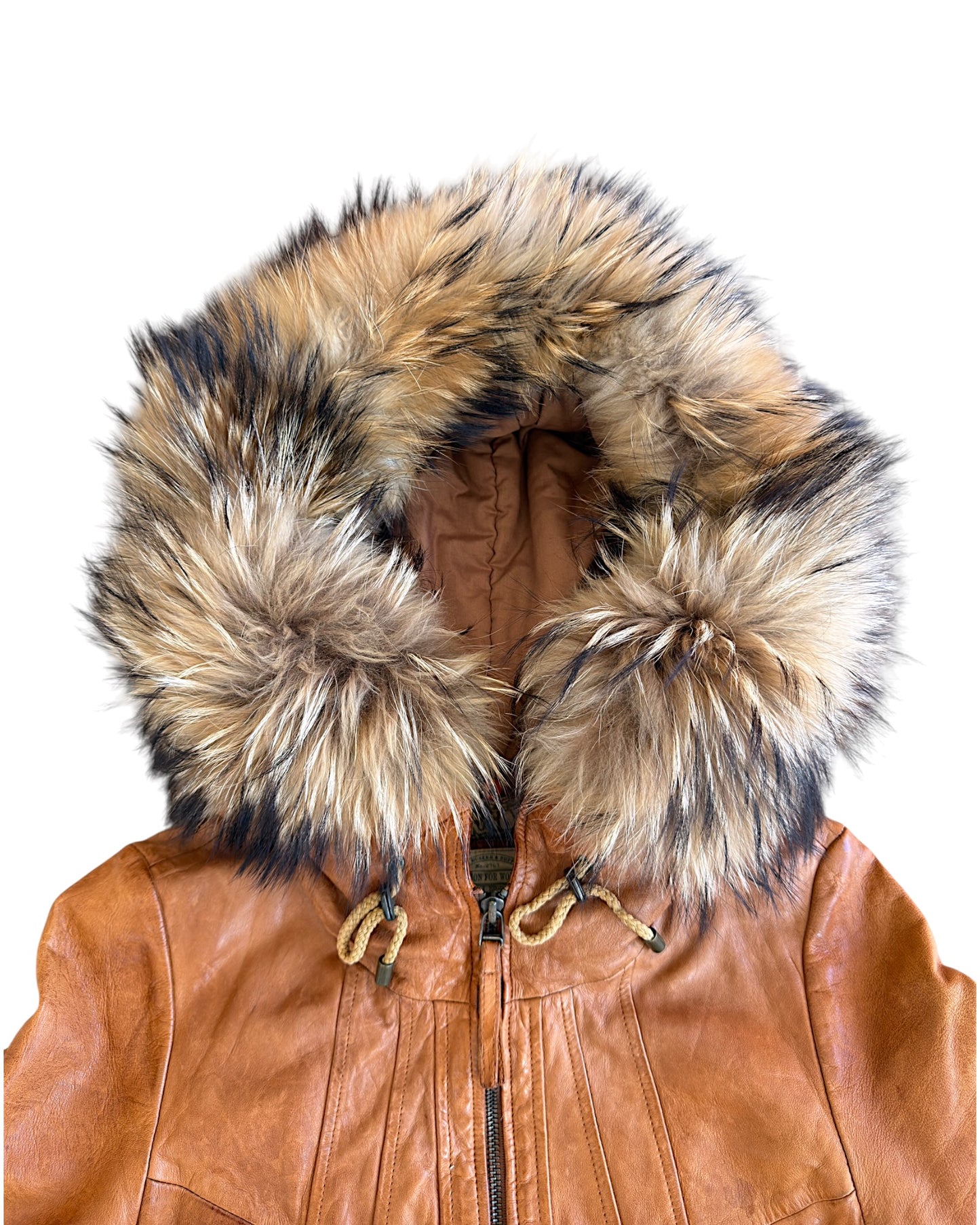 GOA Raccoon Fur Sheepskin Leather Riders Jacket