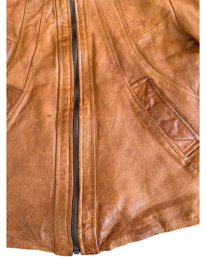 GOA Raccoon Fur Sheepskin Leather Riders Jacket