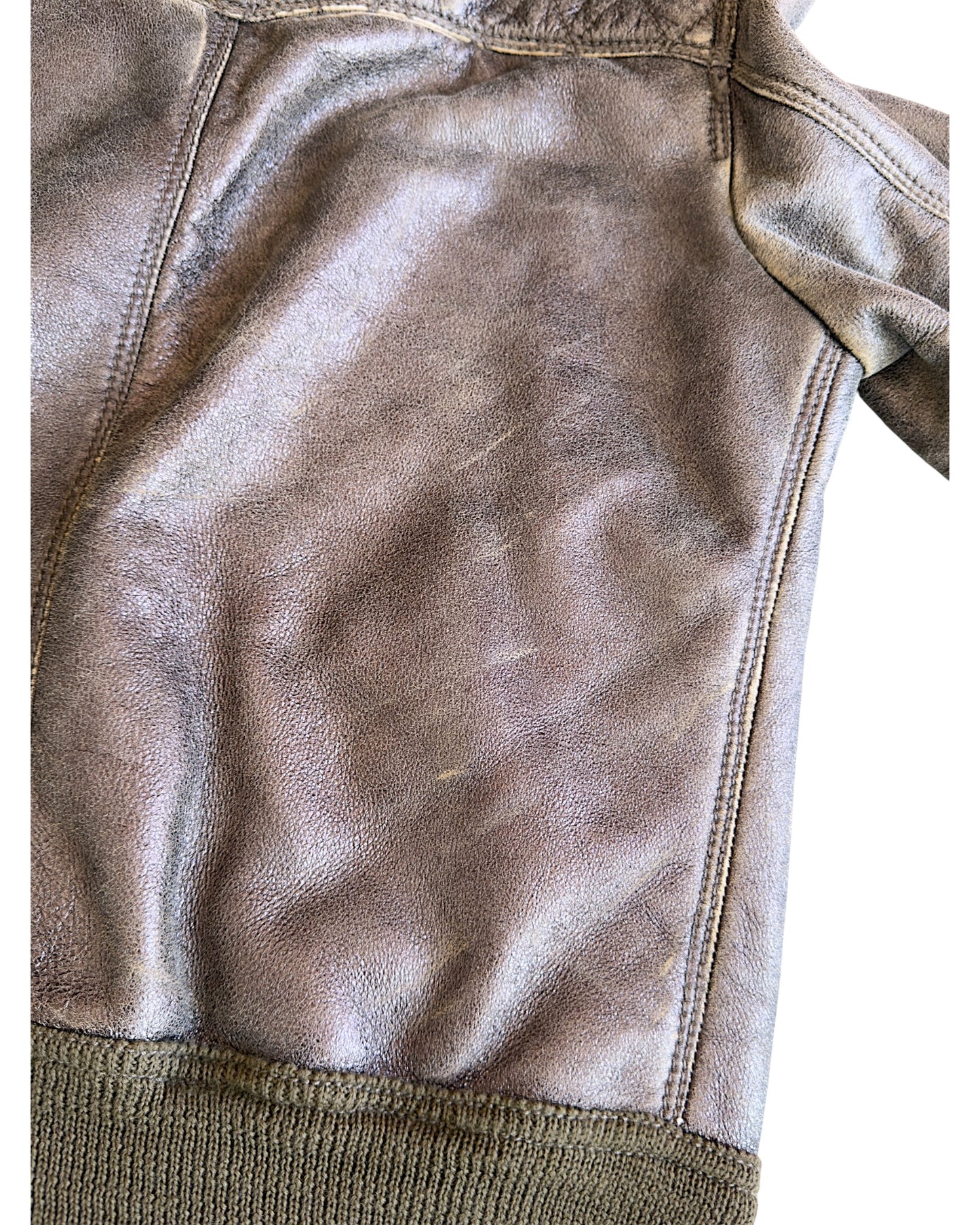 Roberto Cavalli Shearling Lined Aviator Cracked Leather Jacket