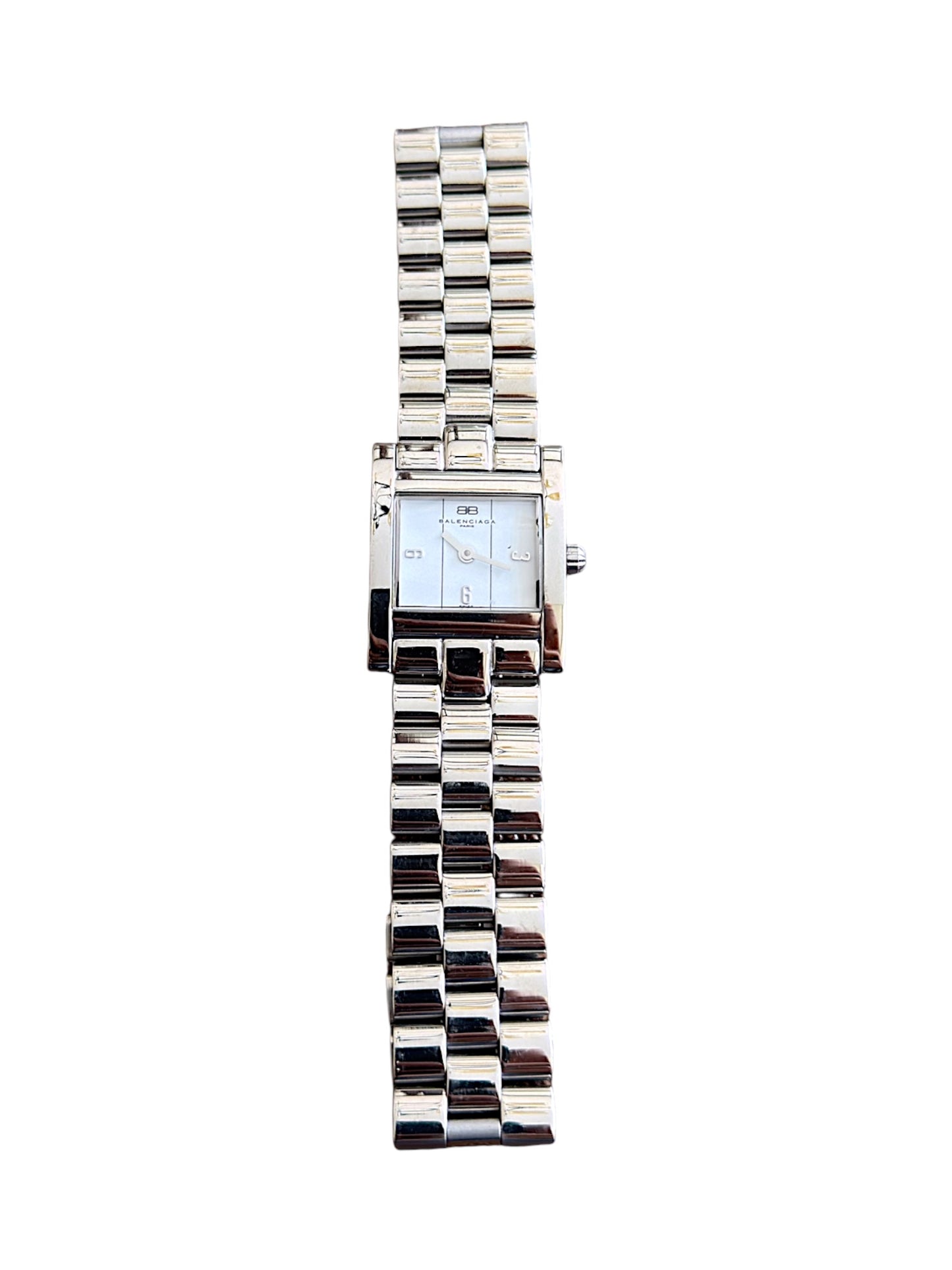 Balenciaga Vintage White Dial Square Case Stainless Steel Quartz Watch
