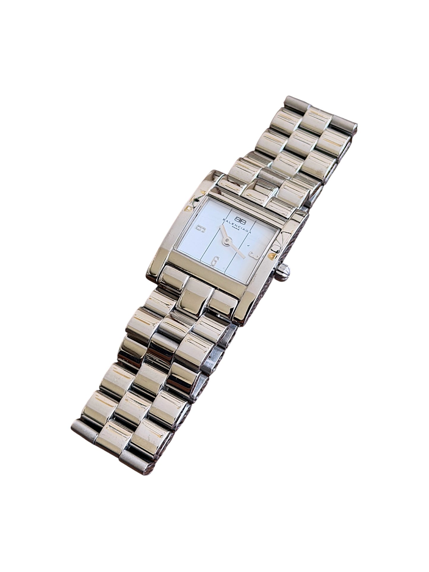 Balenciaga Vintage White Dial Square Case Stainless Steel Quartz Watch
