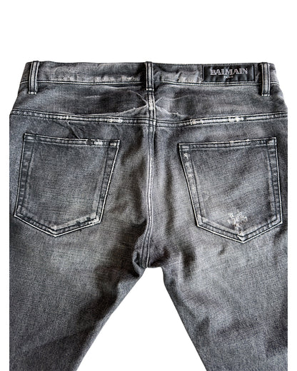 Balmain SS12 Decarnin Paint Distressed Asymmetric Denim Shorts