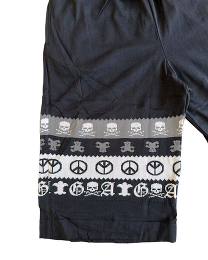 A&G Rock Fleur De Lis Skull Cotton/Silk Knit Shirt & Shorts Set