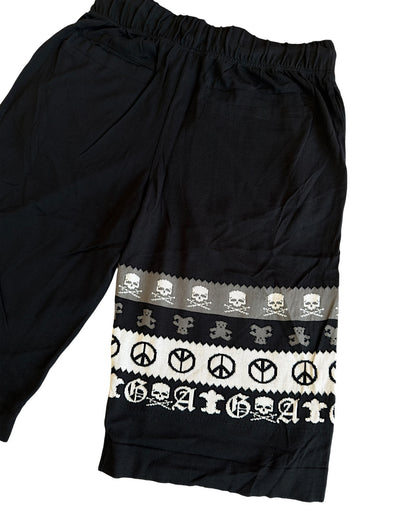 A&G Rock Fleur De Lis Skull Cotton/Silk Knit Shirt & Shorts Set