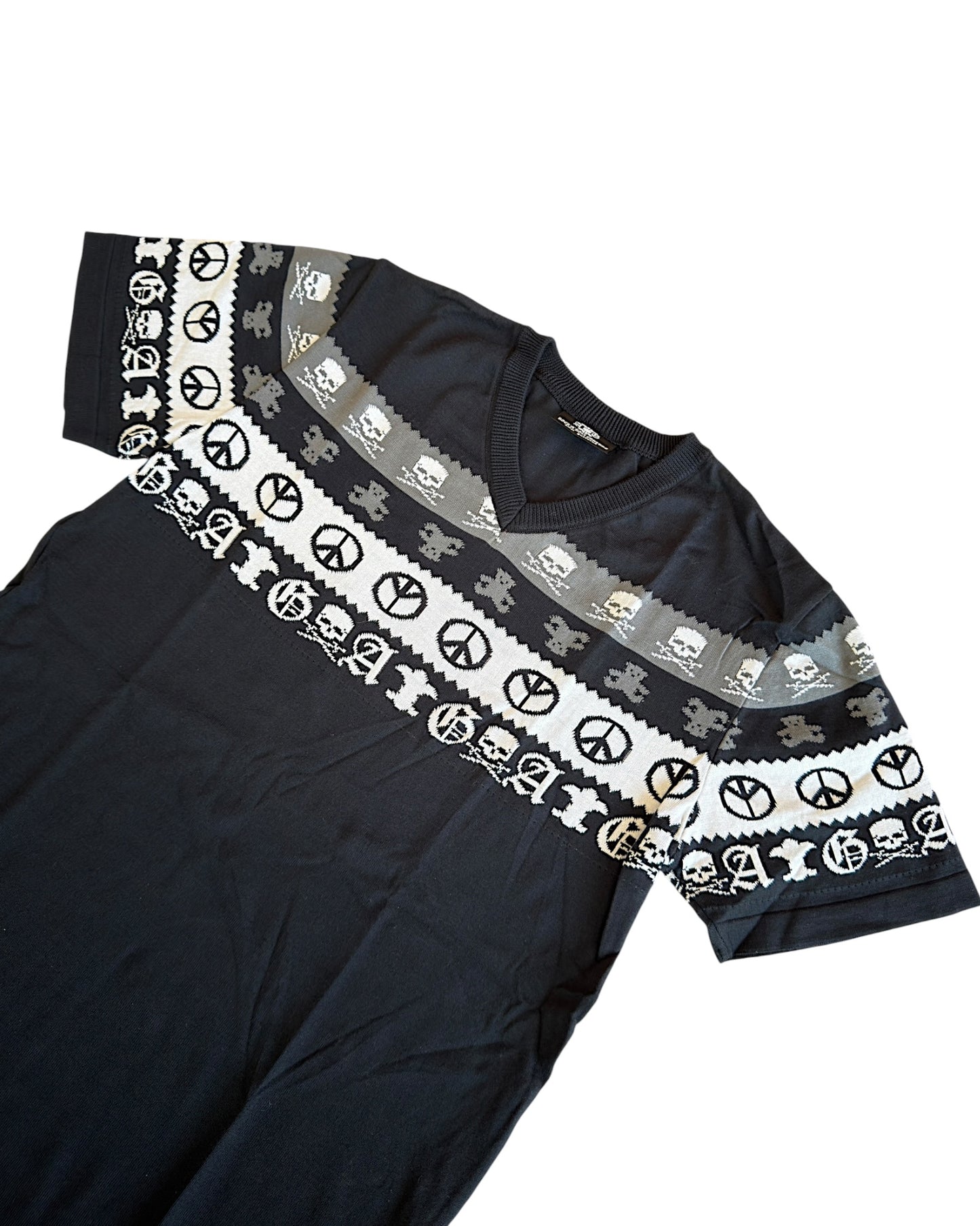 A&G Rock Fleur De Lis Skull Cotton/Silk Knit Shirt & Shorts Set