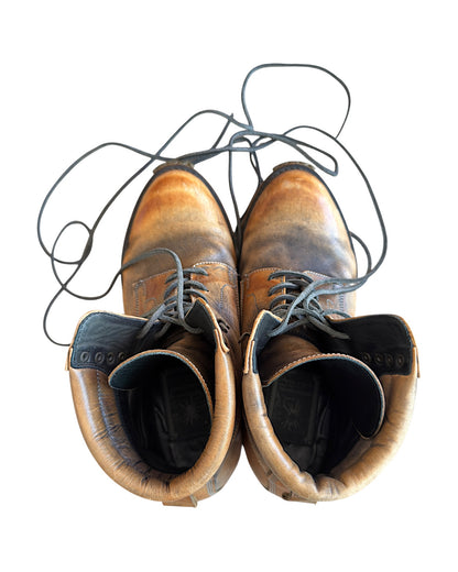 Miharayasuhiro 2000s Lace Up Combat Steel Toe Aged Leather Boots