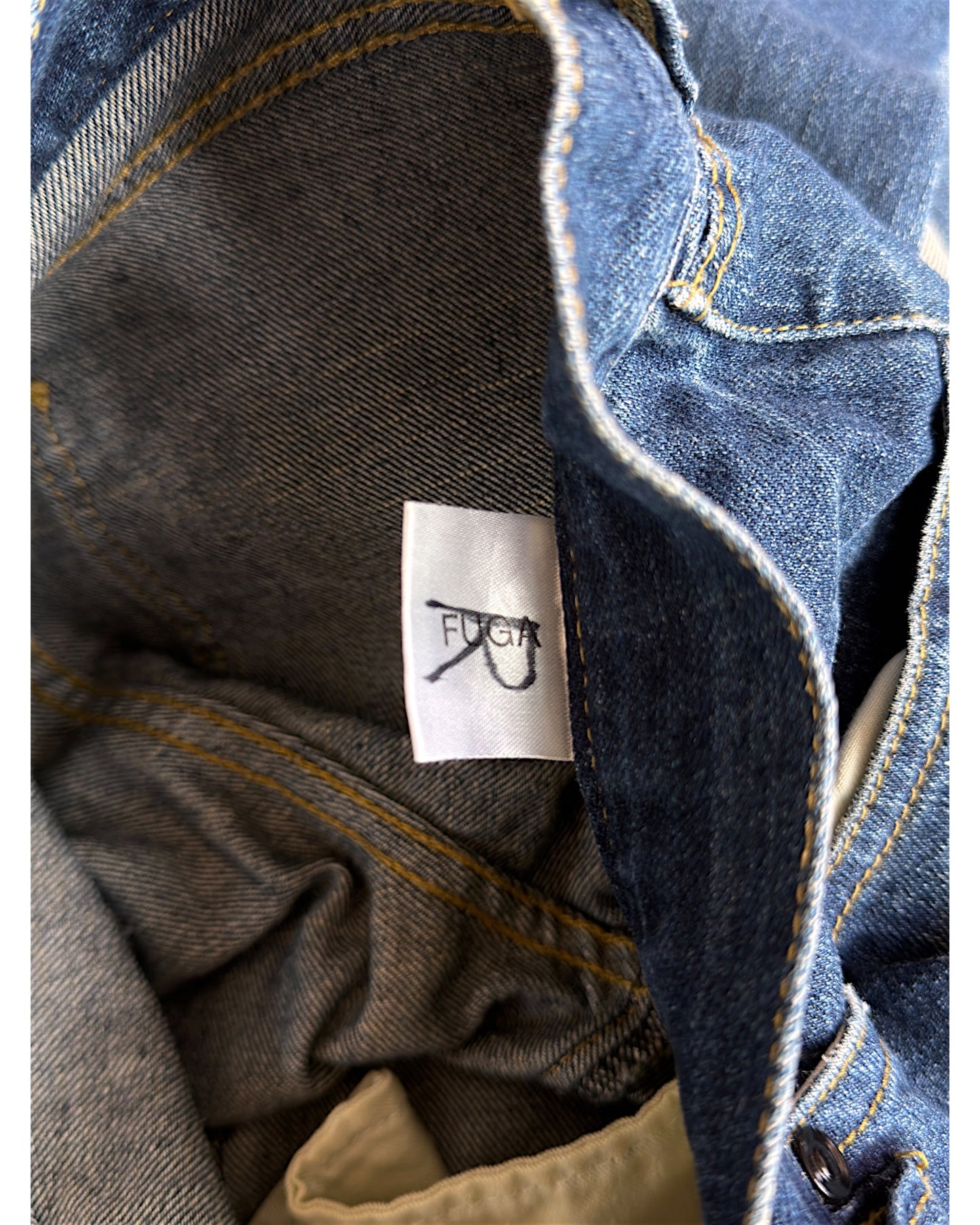 FUGA Black Whisker Blue Washed Distressed Flare Denim Jeans