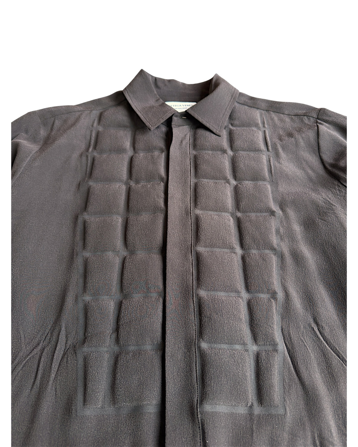 Bottega Veneta Pre Fall 2020 Padded Bib Silk Button Up Tunic Shirt
