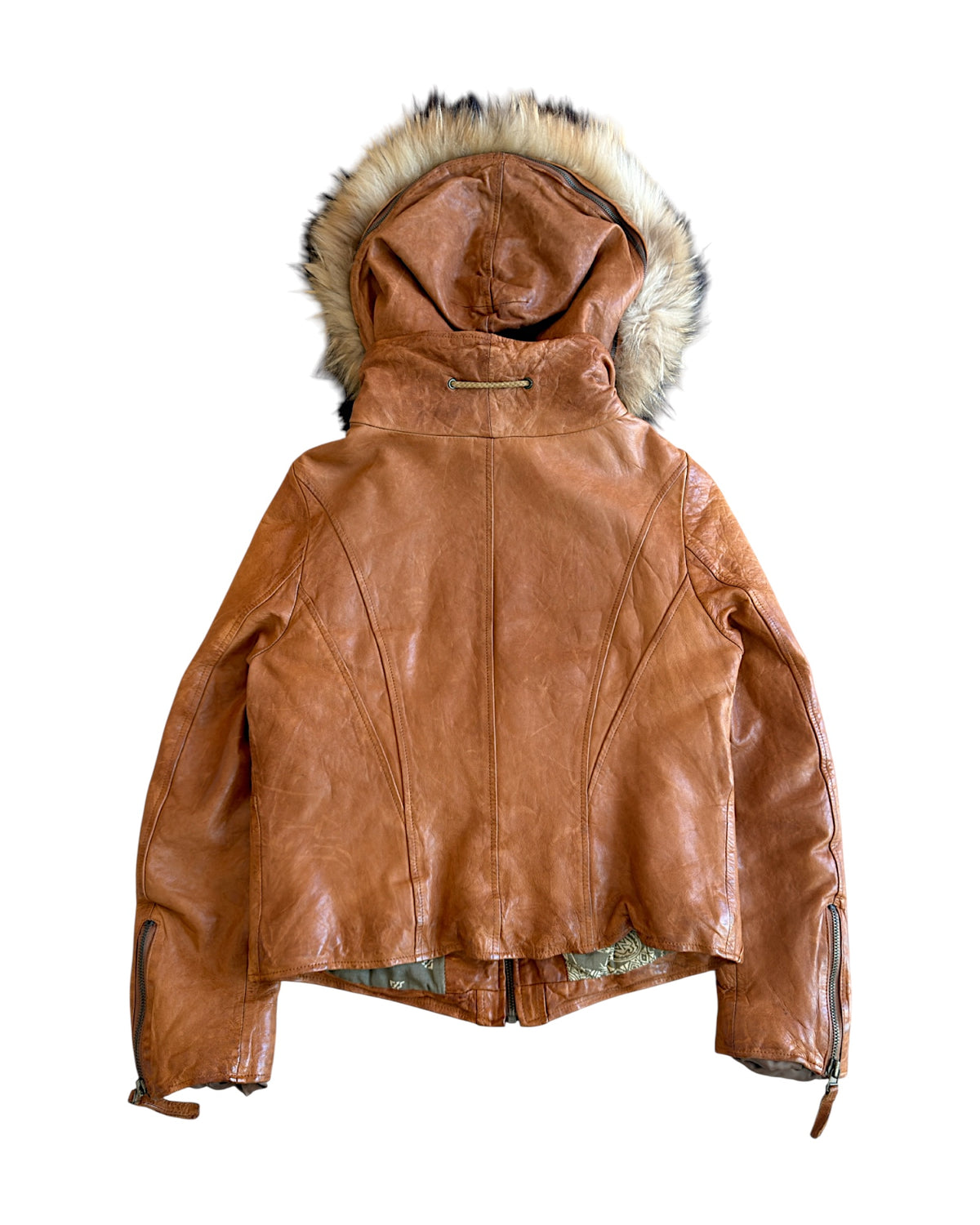 GOA Raccoon Fur Sheepskin Leather Riders Jacket