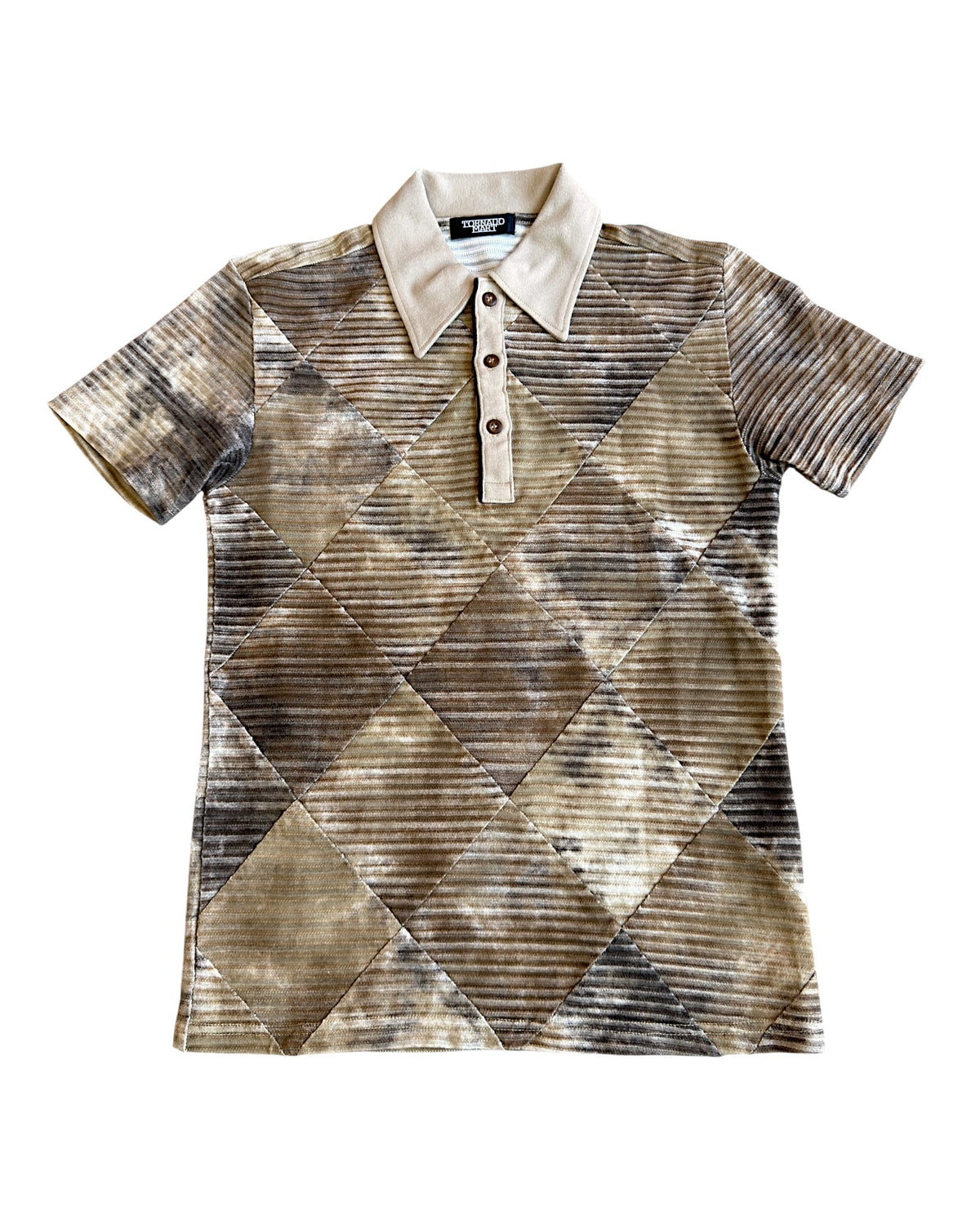 Tornado Mart Diamond Quilted Tie-Dye Knit Polo Shirt