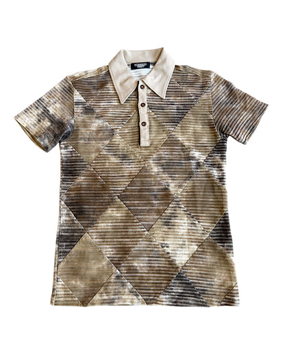 Tornado Mart Diamond Quilted Tie-Dye Knit Polo Shirt