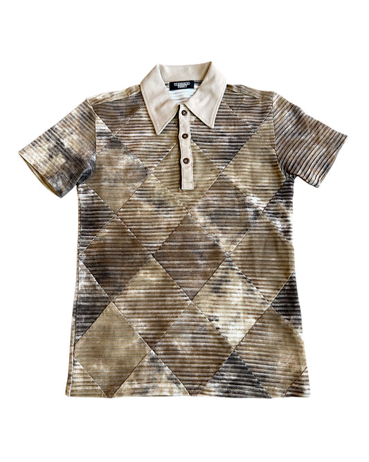 Tornado Mart Diamond Quilted Tie-Dye Knit Polo Shirt