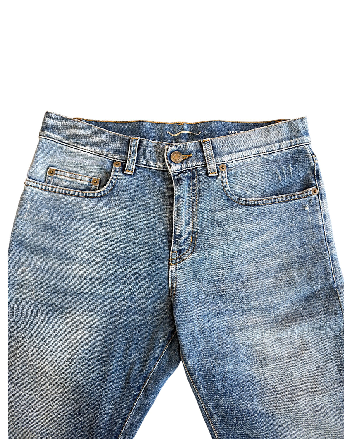 Saint Laurent SS14 by Hedi Slimane D02 Knee Distress Light Blue Washed Denim Jeans