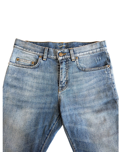 Saint Laurent SS14 by Hedi Slimane D02 Knee Distress Light Blue Washed Denim Jeans