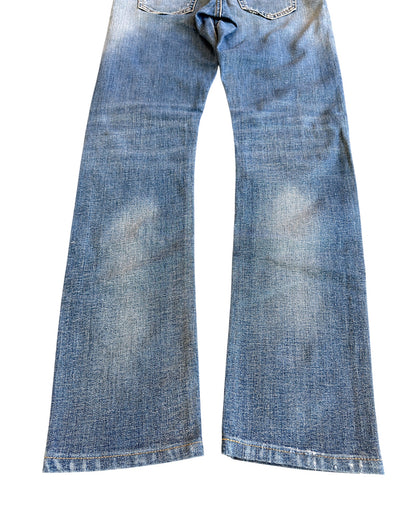 Saint Laurent SS14 by Hedi Slimane D02 Knee Distress Light Blue Washed Denim Jeans