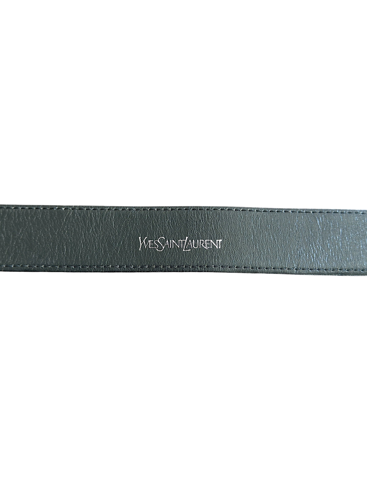 Yves Saint Laurent Y Marble Pattern Engraved Buckle Leather Belt
