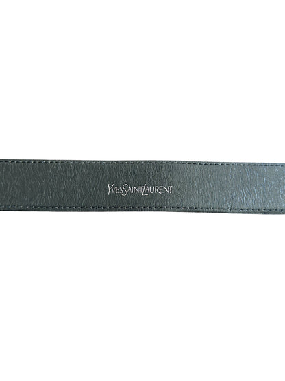Yves Saint Laurent Y Marble Pattern Engraved Buckle Leather Belt