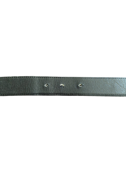 Yves Saint Laurent Y Marble Pattern Engraved Buckle Leather Belt