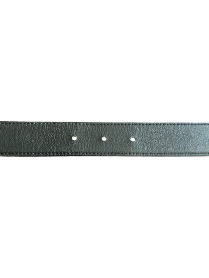 Yves Saint Laurent Y Marble Pattern Engraved Buckle Leather Belt