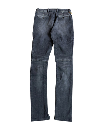 Balmain SS17 Washed Black Distressed Biker Slim Stretch Denim Jeans
