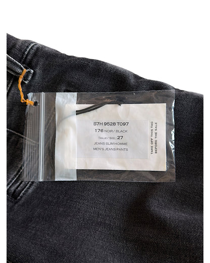 Balmain SS17 Washed Black Distressed Biker Slim Stretch Denim Jeans