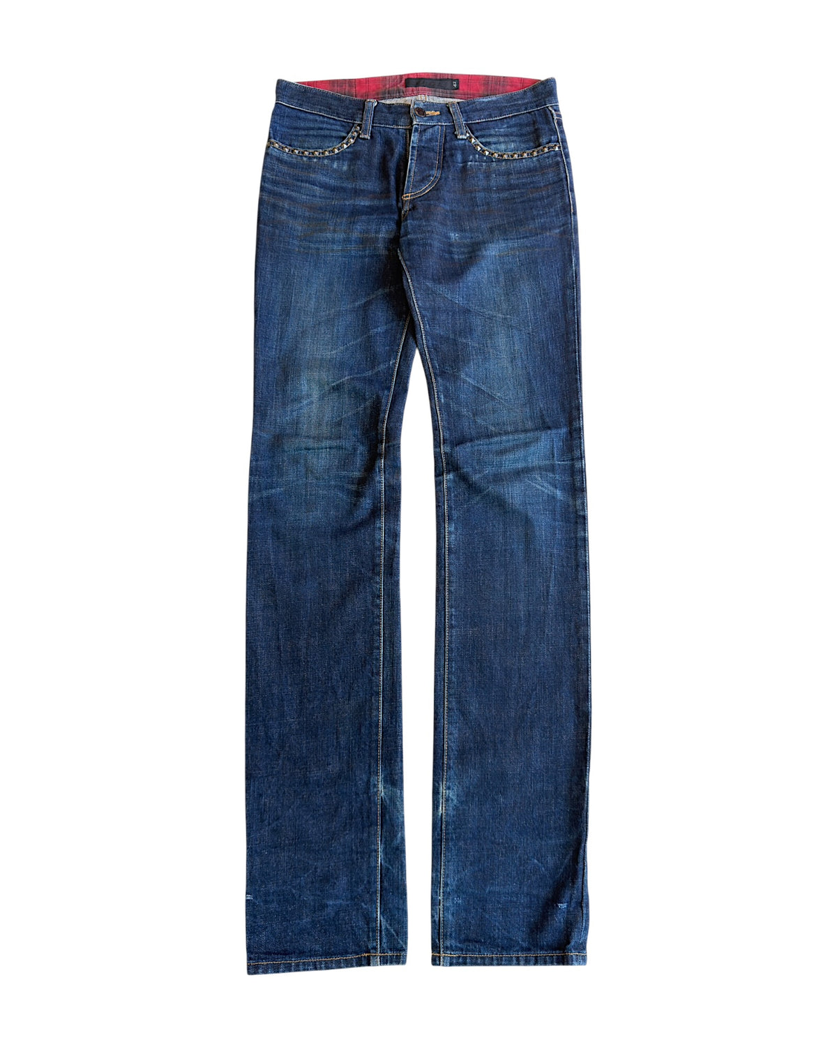 FUGA Star Studded Black Whisker Slim Indigo Denim Jeans