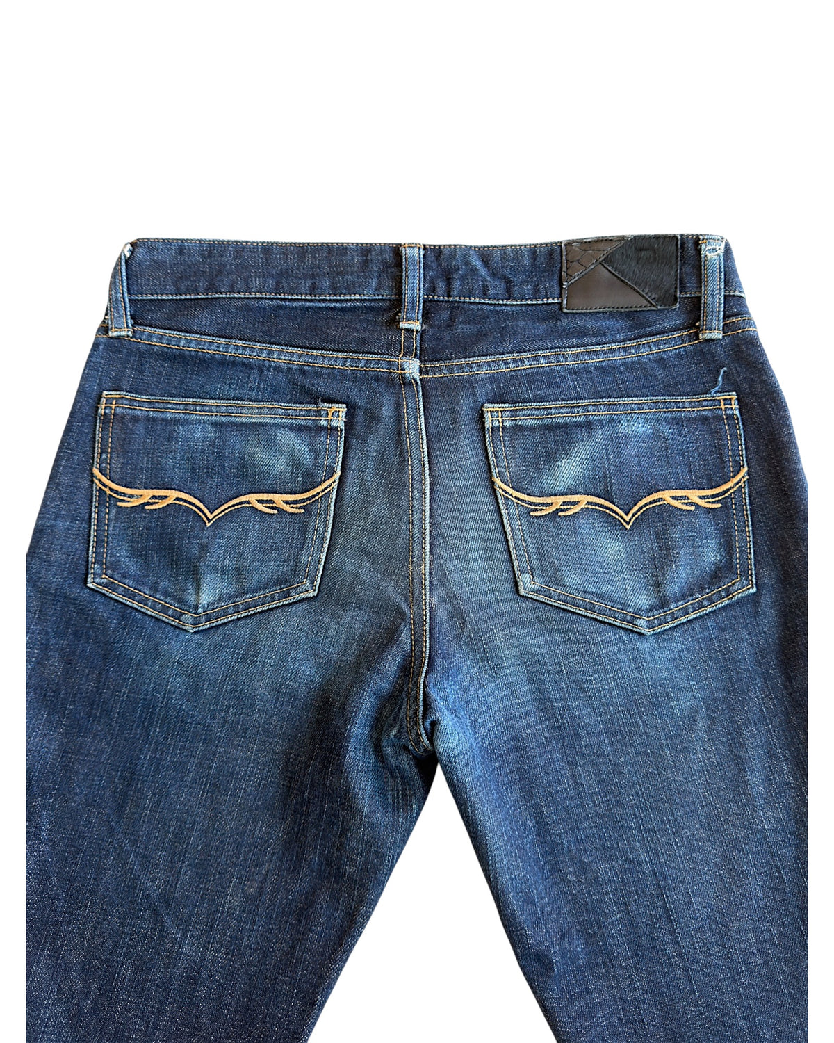 FUGA Star Studded Black Whisker Slim Indigo Denim Jeans