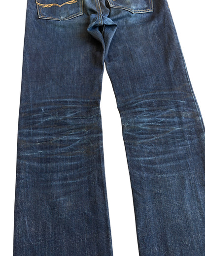 FUGA Star Studded Black Whisker Slim Indigo Denim Jeans