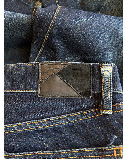 FUGA Star Studded Black Whisker Slim Indigo Denim Jeans