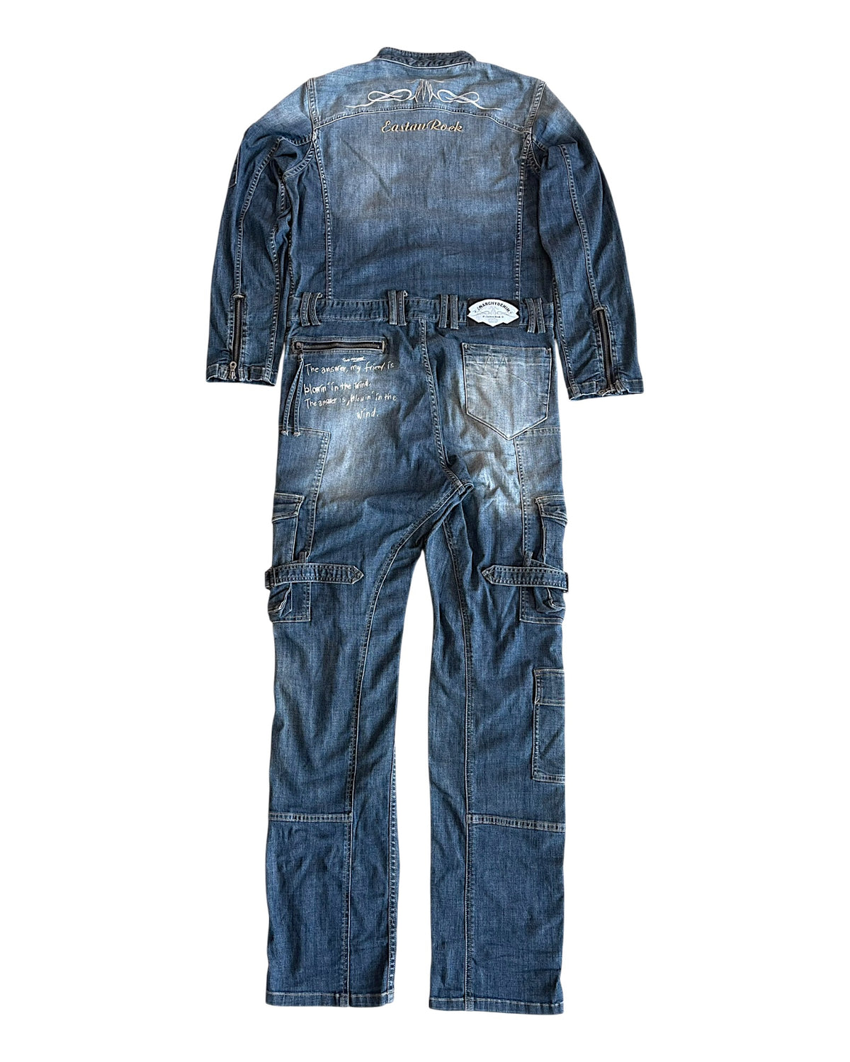 PPFM Double Skull Eastern Rock Anarchy Denim Cargo Jumpsuit