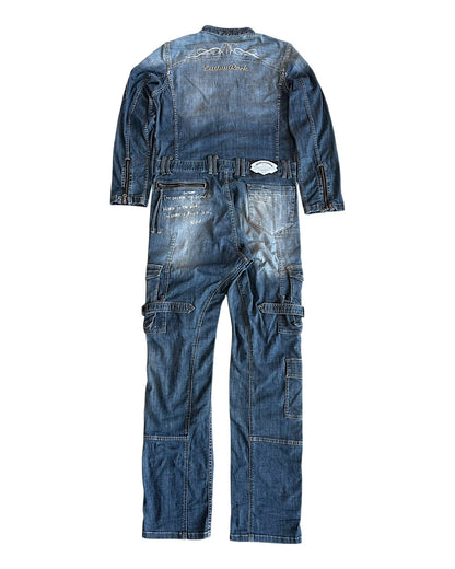 PPFM Double Skull Eastern Rock Anarchy Denim Cargo Jumpsuit