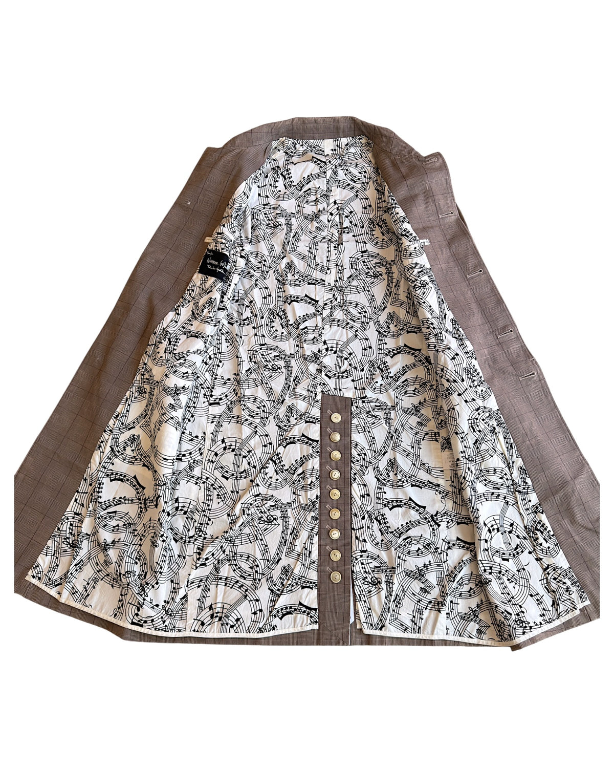 Number (N)ine SS07 "About A Boy" Music Notes Lined Checkered Trench Coat