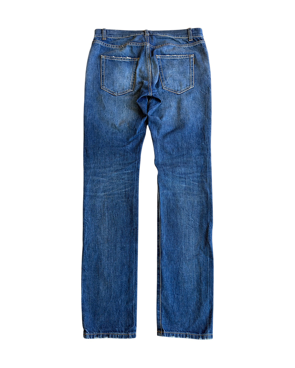 Saint Laurent D02 Distressed Repaired Indigo Blue Denim Jeans